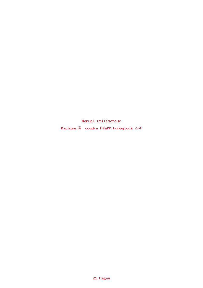 Page 1 de la notice Manuel utilisateur Pfaff hobbylock 774