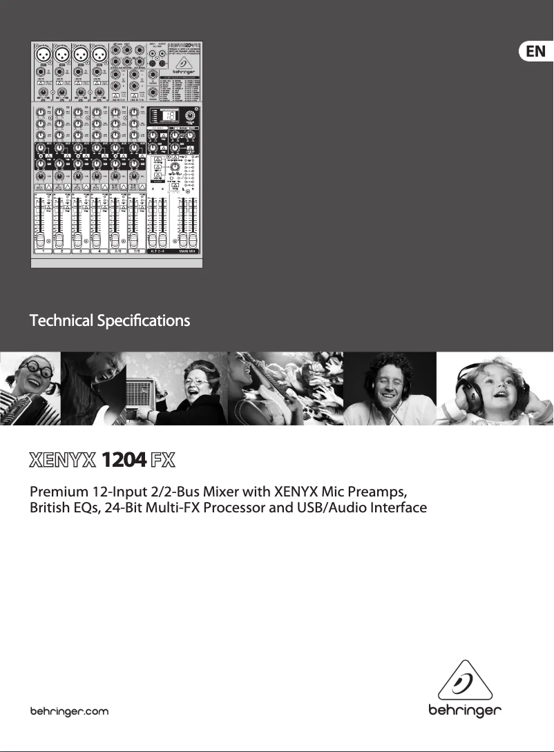 Page 1 de la notice Manuel utilisateur Behringer Xenyx 1204FX