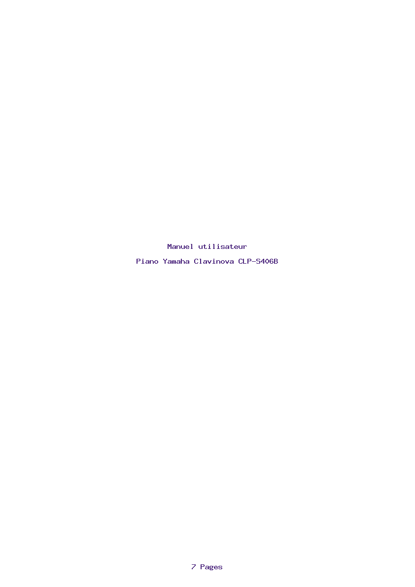 Page 1 de la notice Manuel utilisateur Yamaha Clavinova CLP-S406B