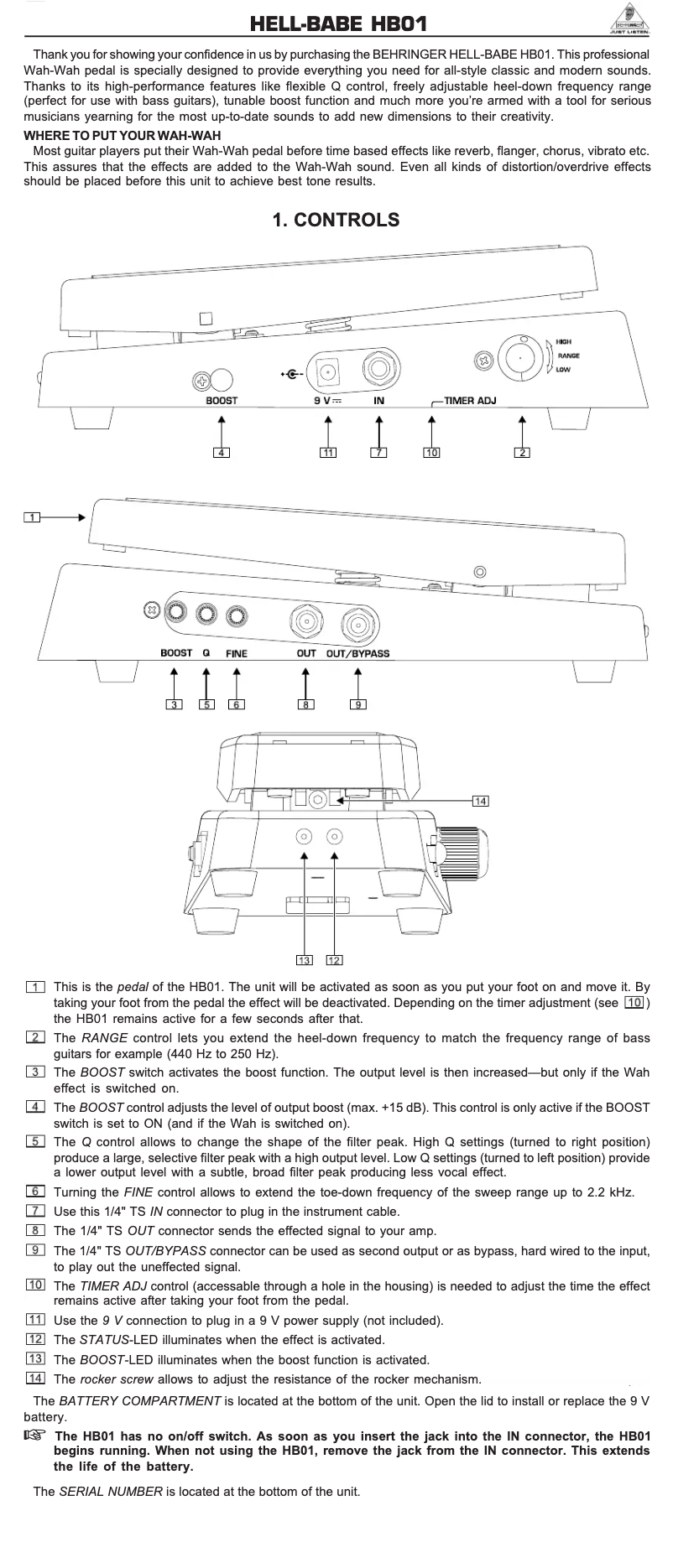 Página 1 del manual Manual de usuario Behringer Hell Babe HB01