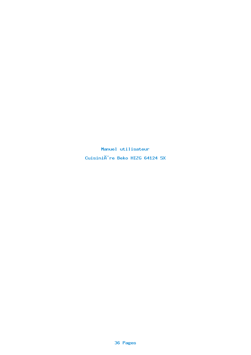 Page 1 de la notice Manuel utilisateur Beko HIZG 64124 SX