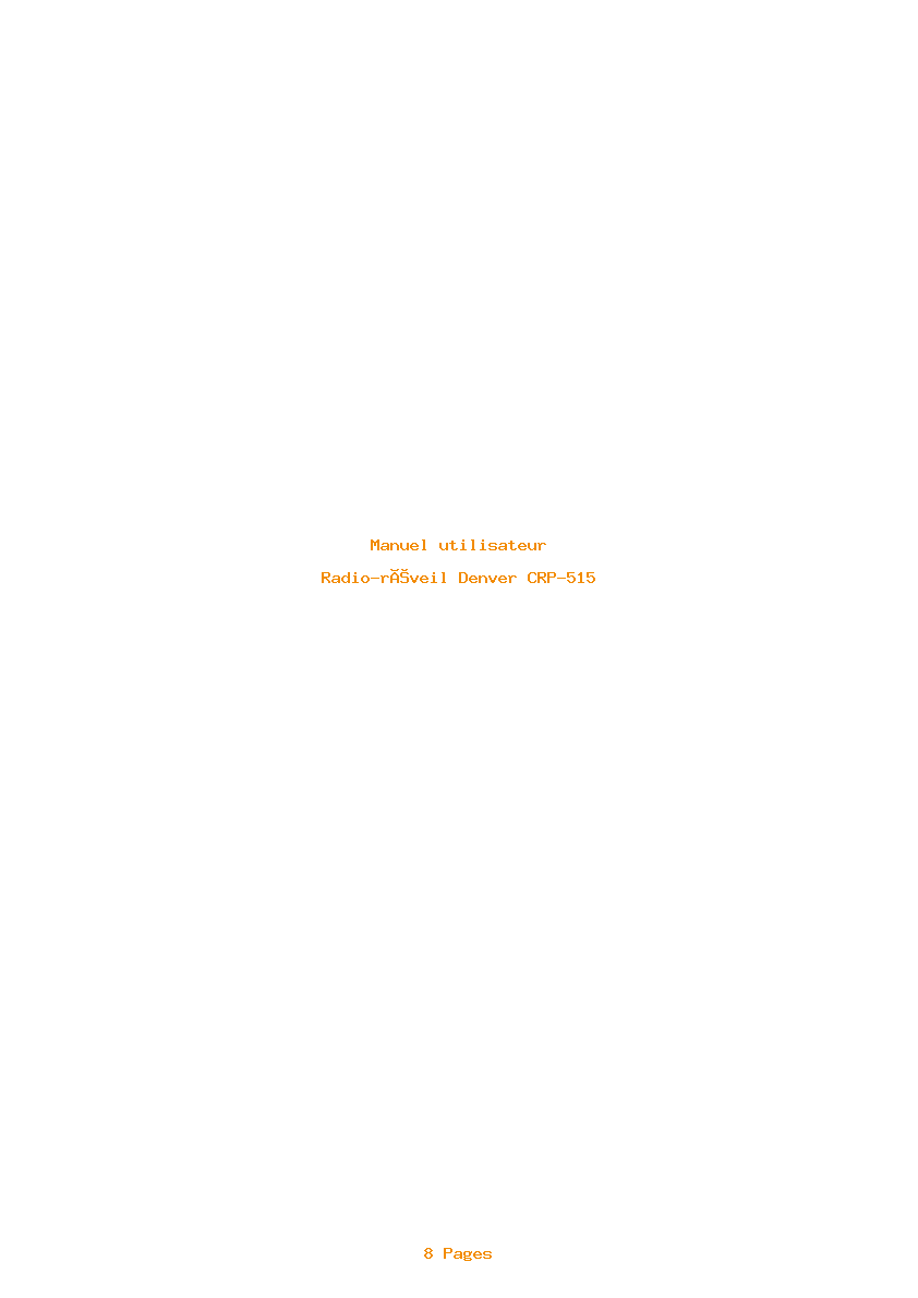 Page 1 de la notice Manuel utilisateur Denver CRP-515