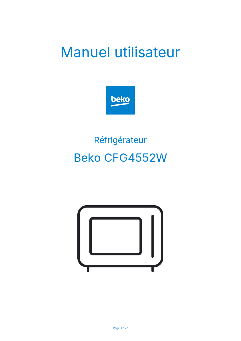 Image de la première page du manuel de l'appareil CFG4552W
