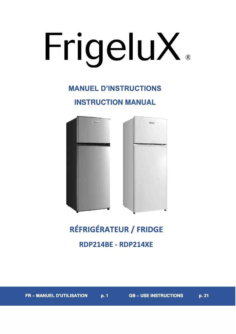 Página 1 del manual Manual de usuario FrigeluX RDP214XE