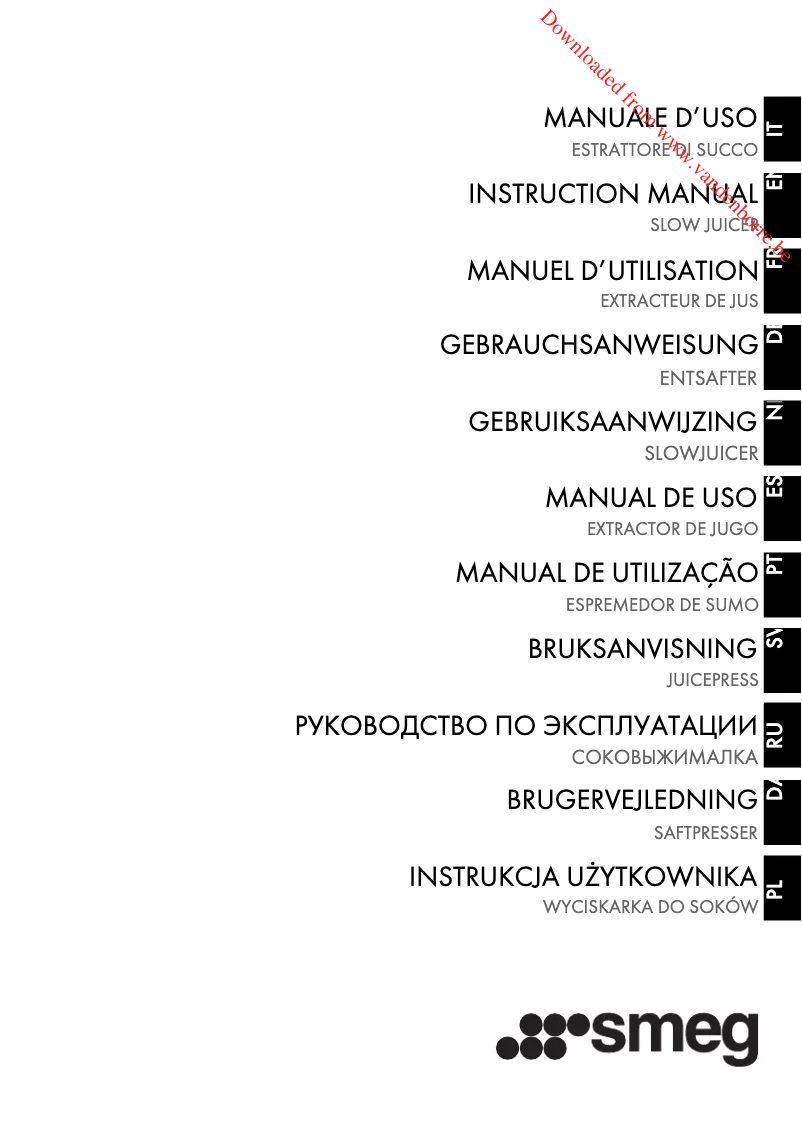 Page 1 de la notice Manuel utilisateur Smeg SJF01