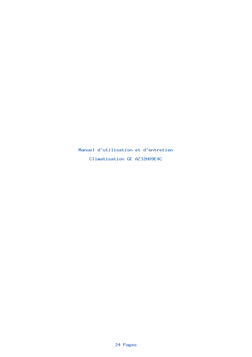 Page 1 de la notice Manuel d'utilisation et d'entretien GE AZ32H09E4C