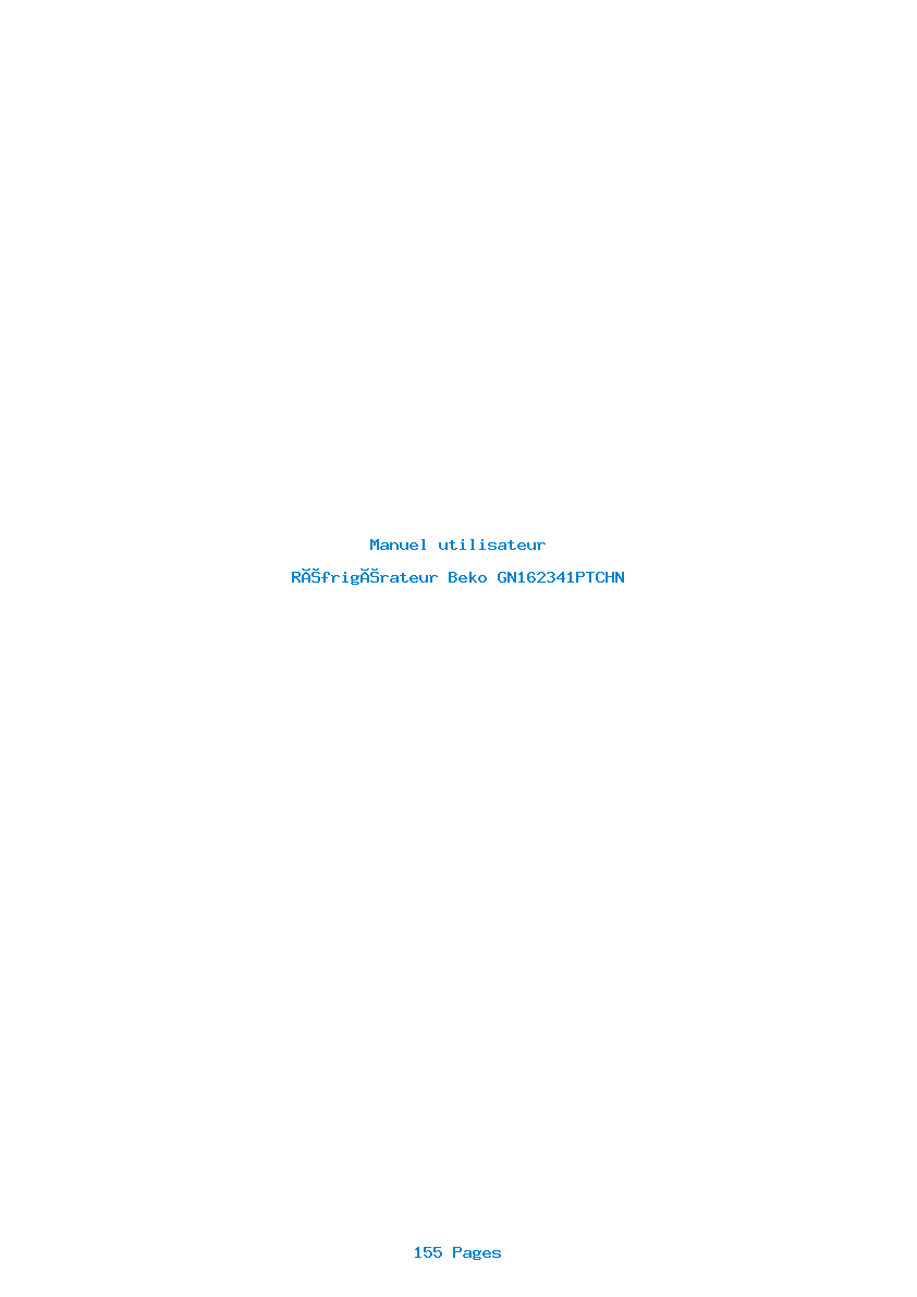 Page 1 de la notice Manuel utilisateur Beko GN162341PTCHN