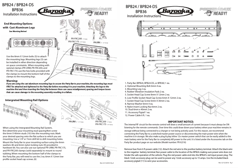 Page 1 de la notice Manuel utilisateur Bazooka Party Bar G2