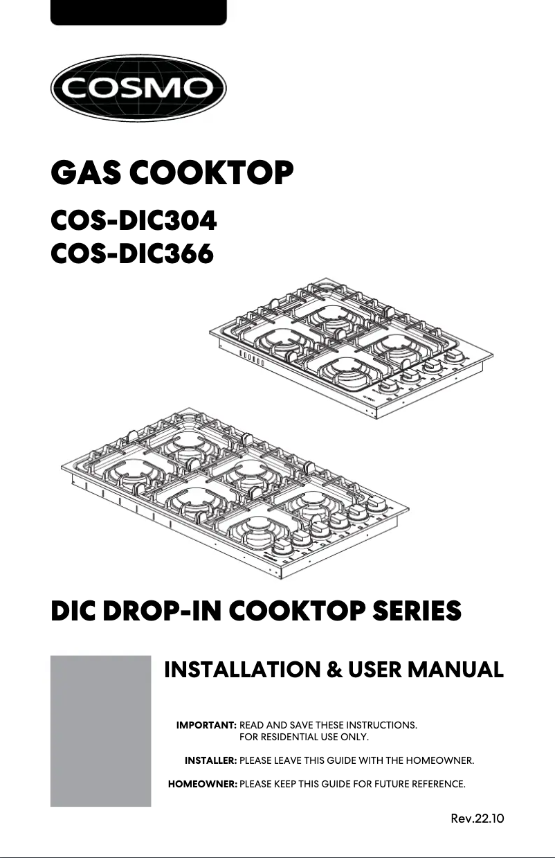 Page 1 de la notice Manuel utilisateur Cosmo COS-DIC304