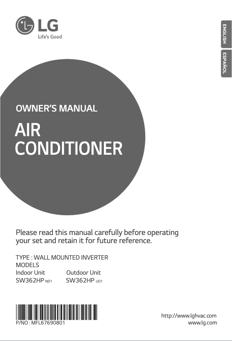 Page 1 de la notice Manuel utilisateur LG SW362HP