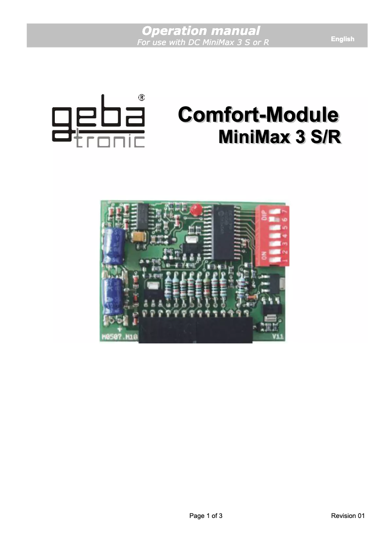Page 1 de la notice Manuel utilisateur Geba Tronic DC3 Comfort Module MiniMax 3