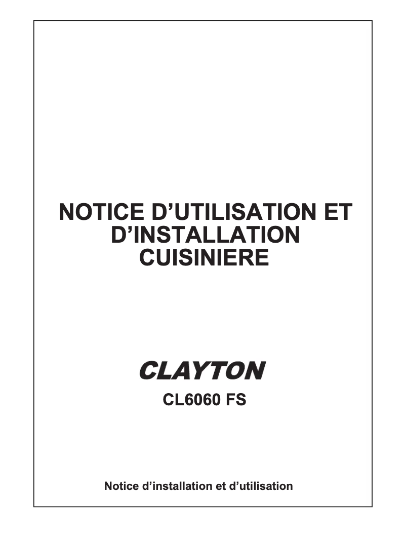 Page 1 de la notice Manuel utilisateur Clayton CL6060FS