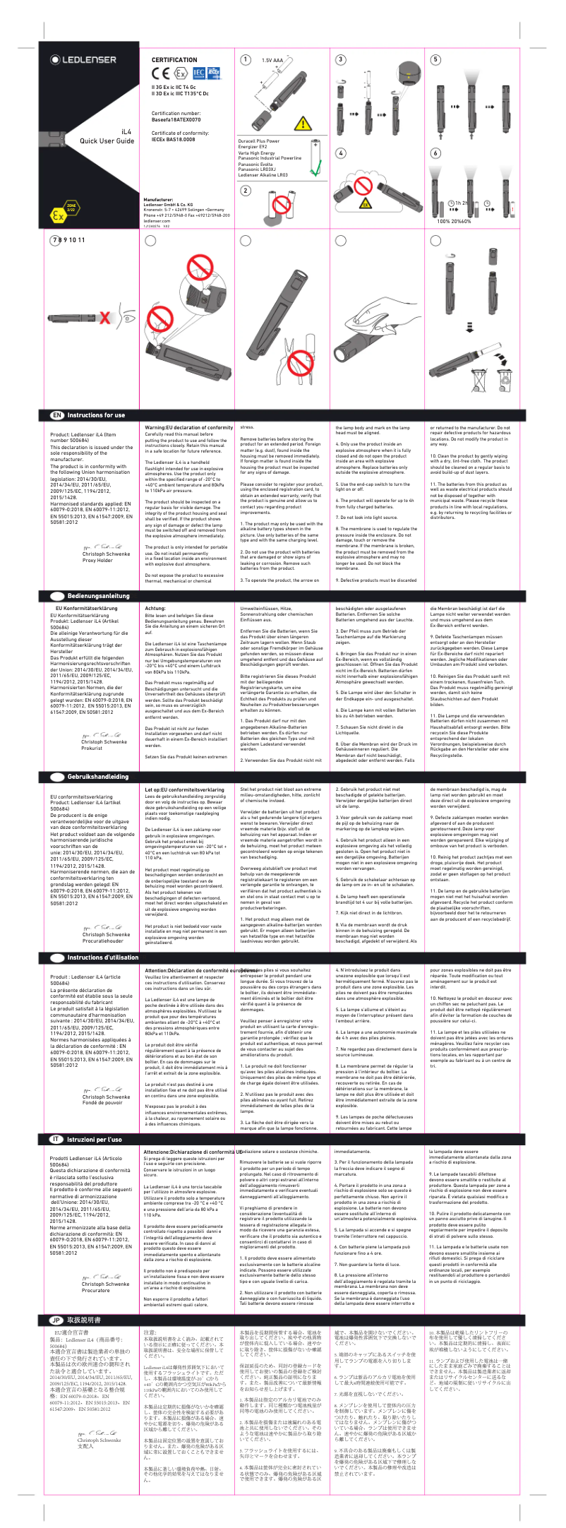 Page 1 de la notice Manuel utilisateur Ledlenser iL4