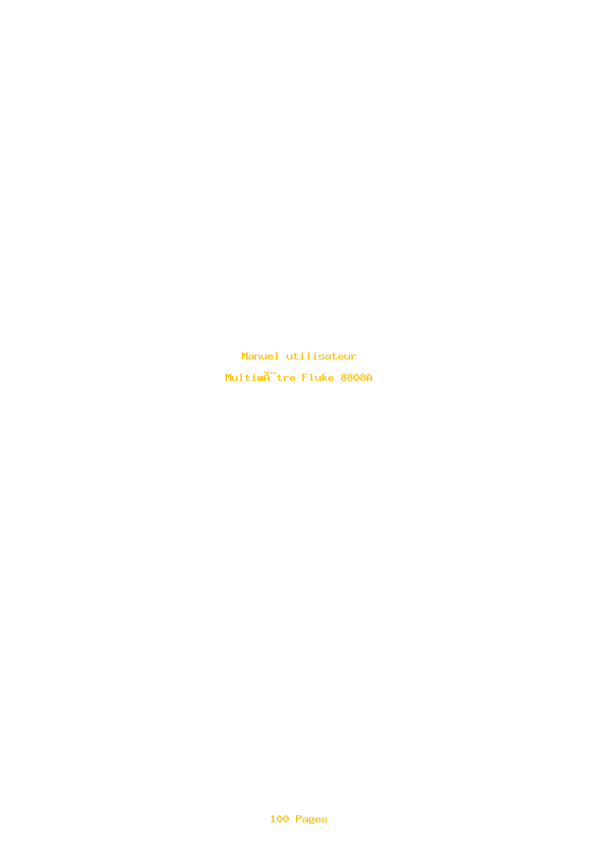Page 1 de la notice Manuel utilisateur Fluke 8808A