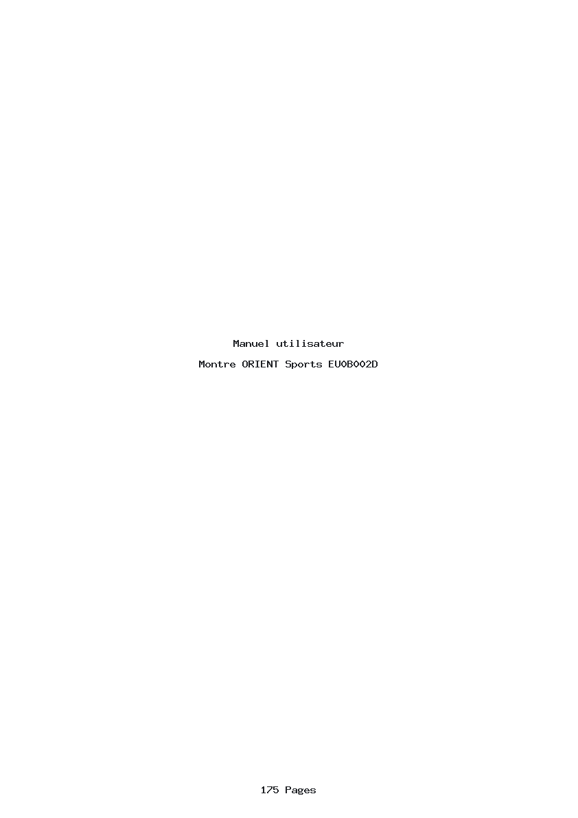 Page 1 de la notice Manuel utilisateur ORIENT Sports EU0B002D