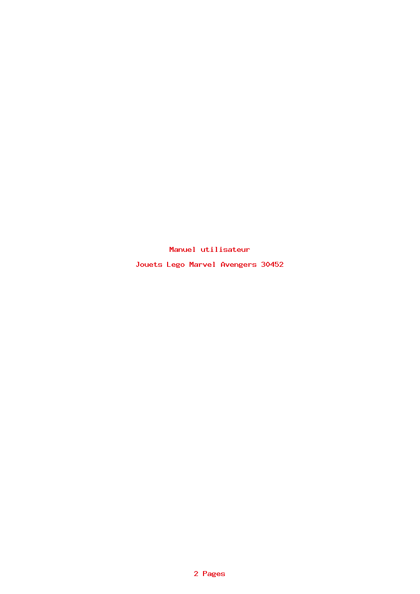 Page 1 de la notice Manuel utilisateur Lego Marvel Avengers 30452