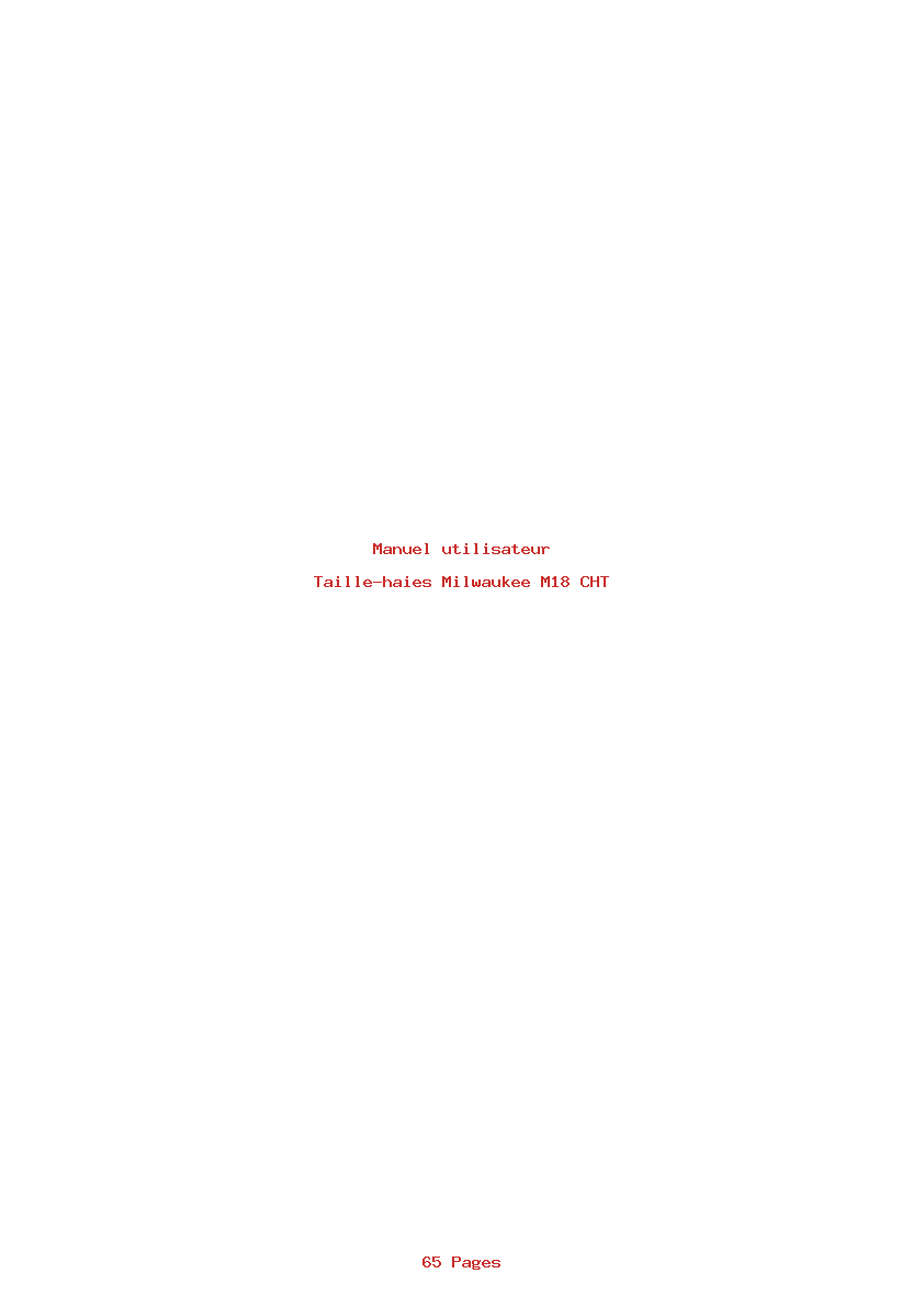 Page 1 de la notice Manuel utilisateur Milwaukee M18 CHT