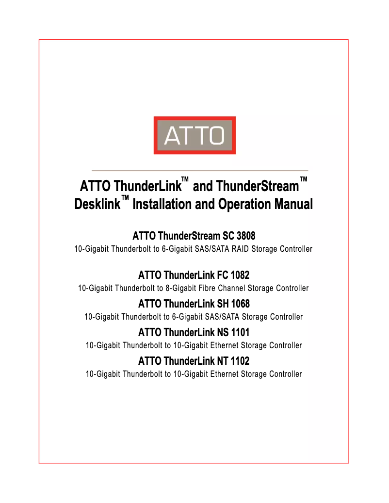 Page 1 of the manual User Manual Atto ThunderLink SH 1068