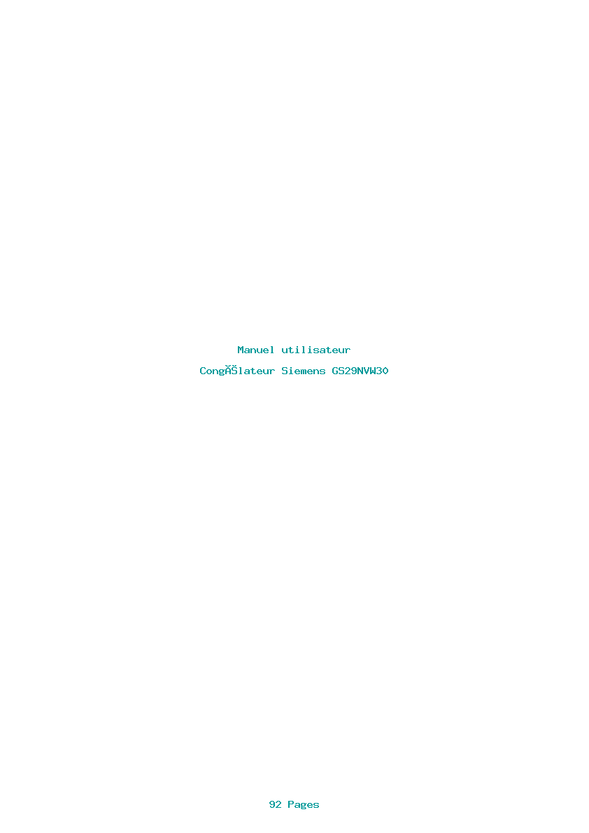 Page 1 de la notice Manuel utilisateur Siemens GS29NVW30