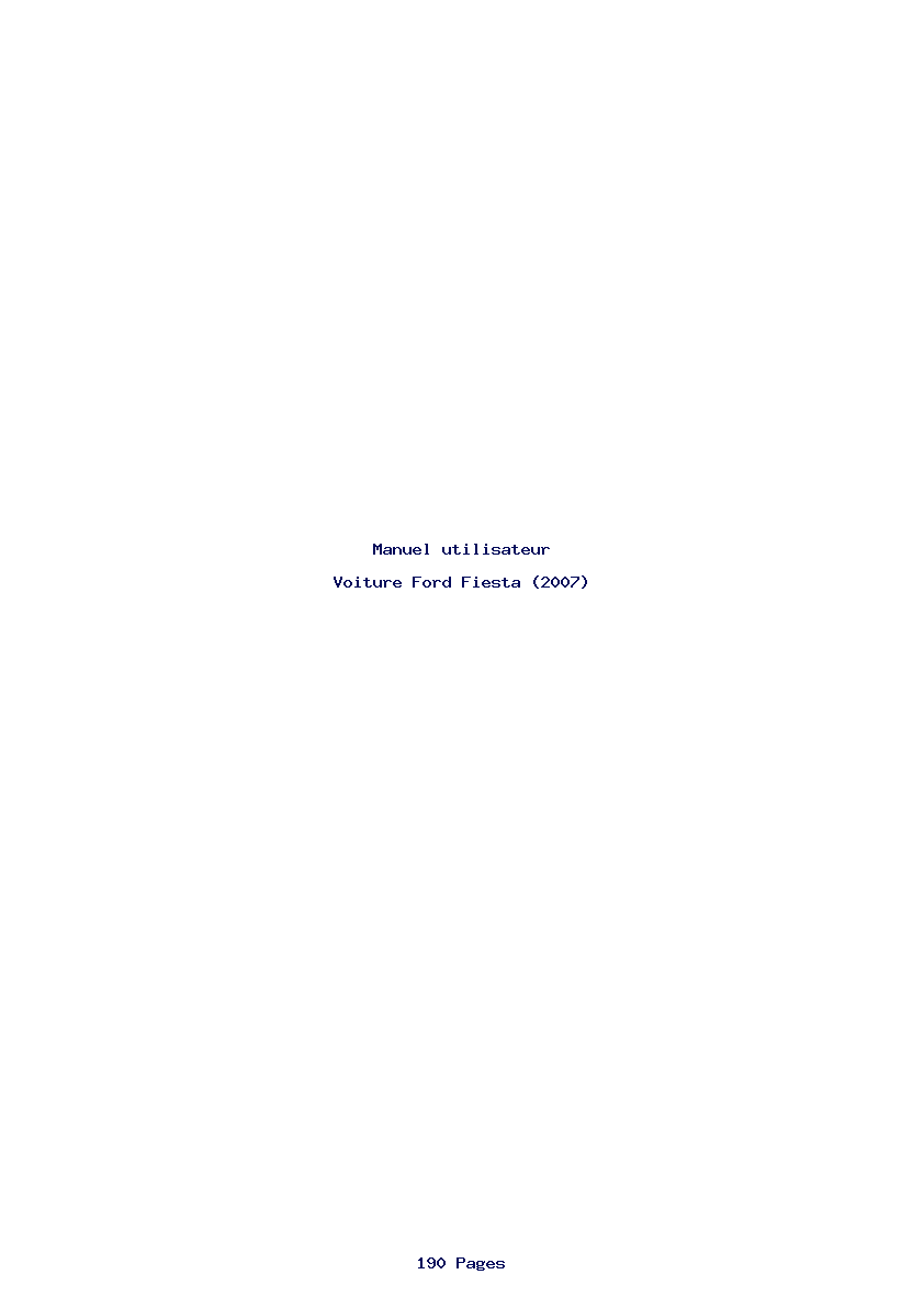 Page 1 de la notice Manuel utilisateur Ford Fiesta (2007)