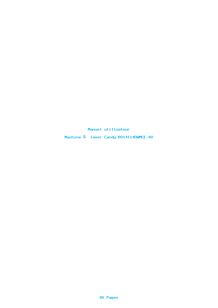 Page 1 de la notice Manuel utilisateur Candy RO14114DWMCE-80