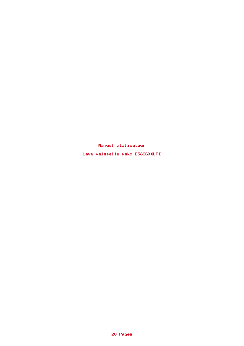 Page 1 de la notice Manuel utilisateur Asko D5896XXLFI