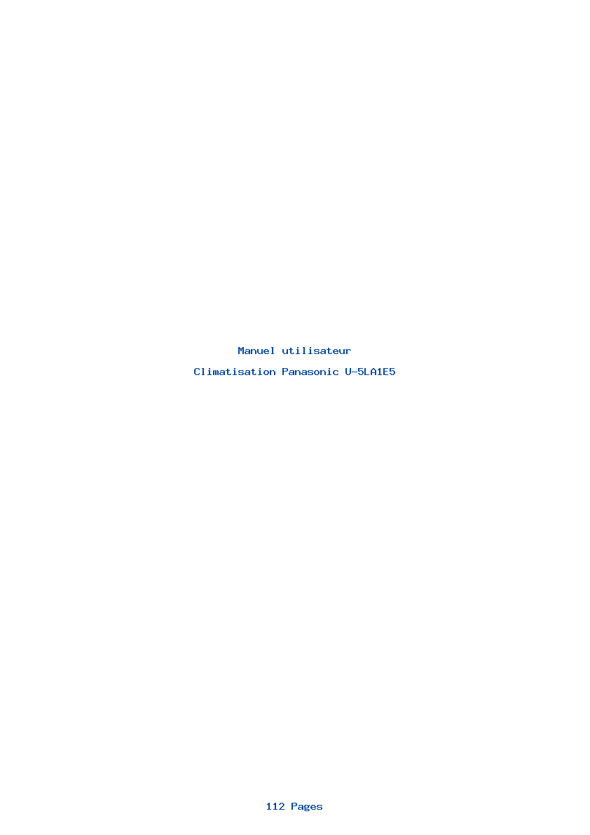 Page 1 de la notice Manuel utilisateur Panasonic U-5LA1E5