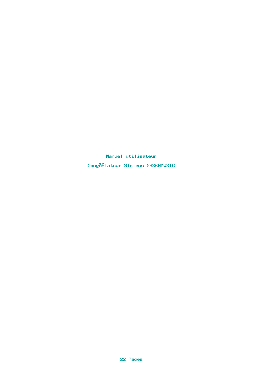 Page 1 de la notice Manuel utilisateur Siemens GS36NAW31G