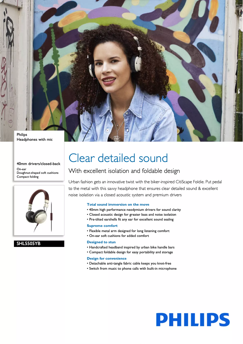 Página 1 del manual Folleto Philips SHL5505