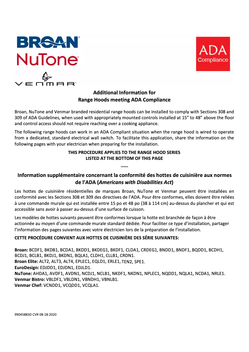 Página 1 del manual Instrucciones / montaje Broan BKDB130SS