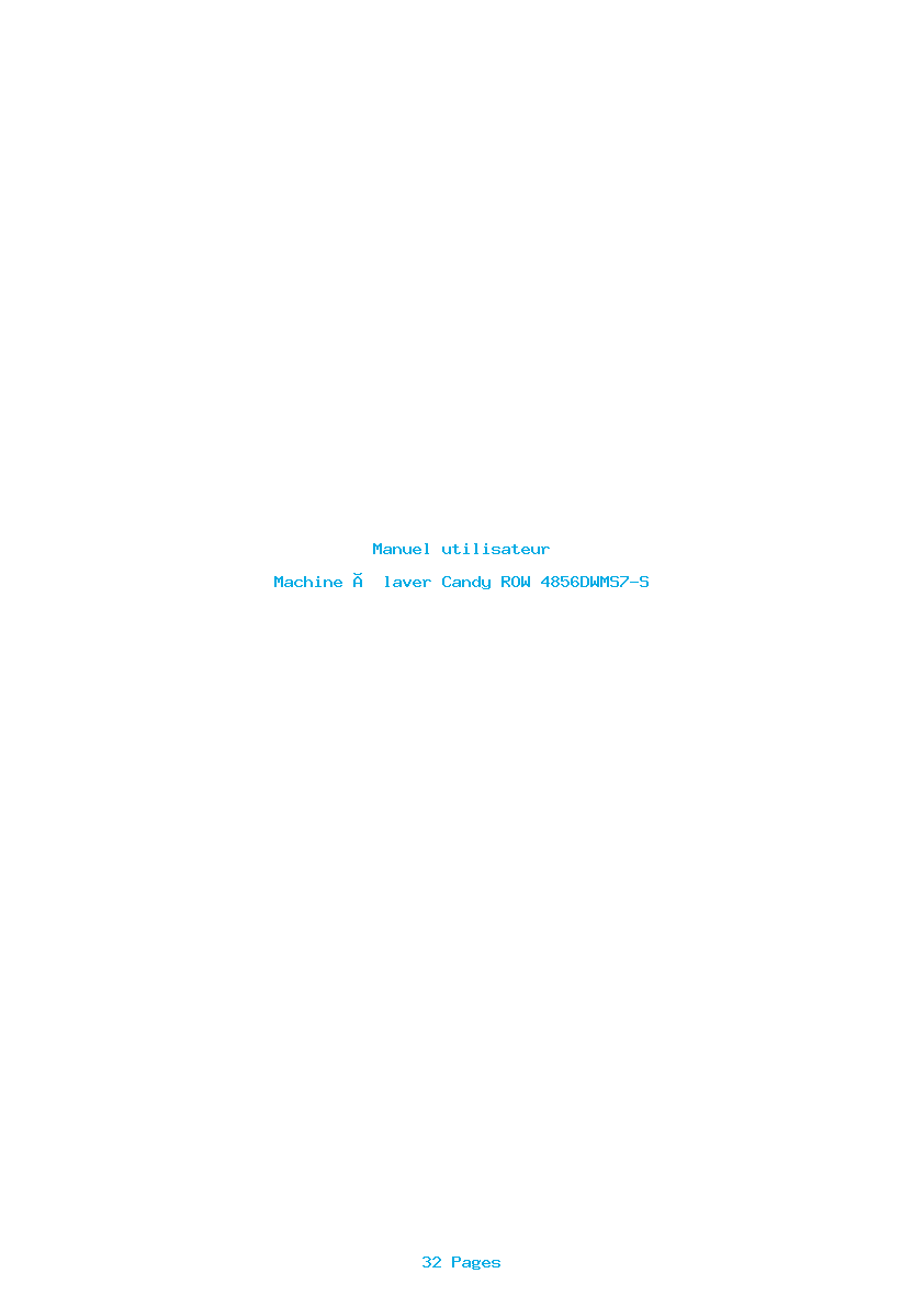 Page 1 de la notice Manuel utilisateur Candy ROW 4856DWMS7-S