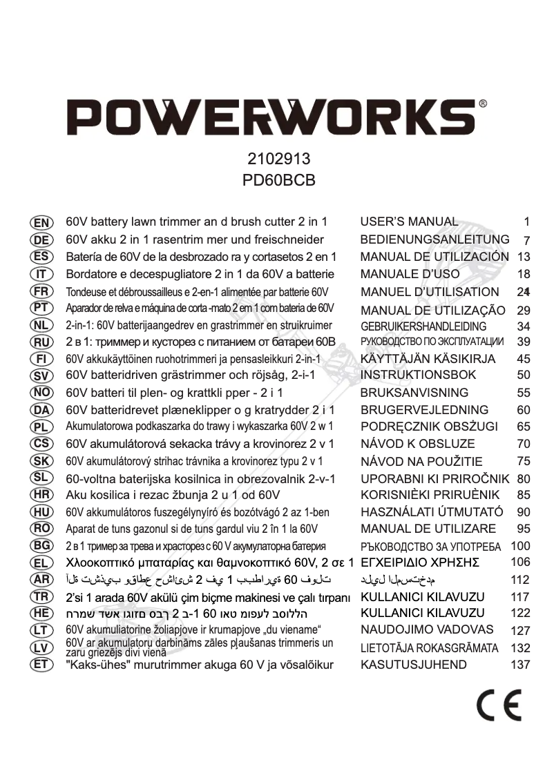 Page 1 of the manual User Manual Powerworks PD60BCB