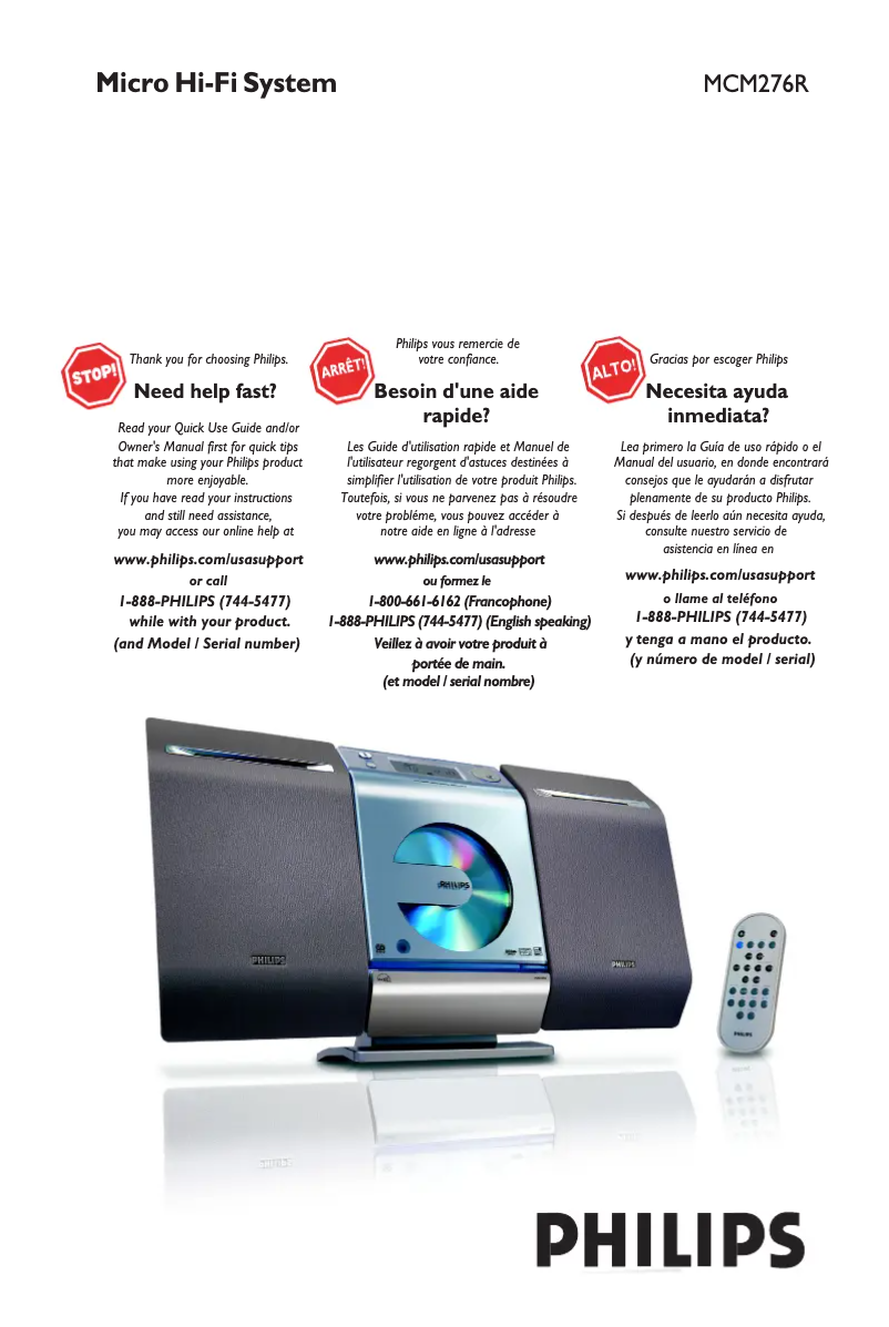 Page n°1 - Manuel utilisateur Philips MCM276R