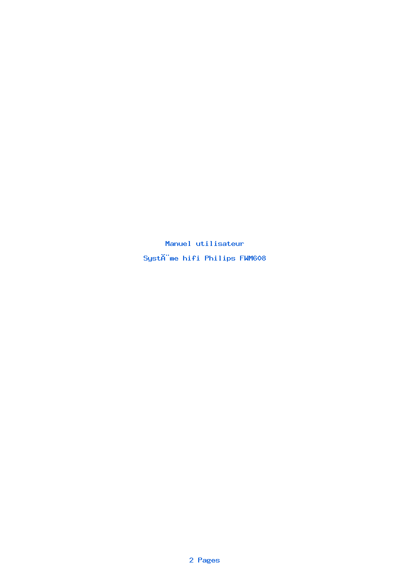 Page 1 de la notice Manuel utilisateur Philips FWM608