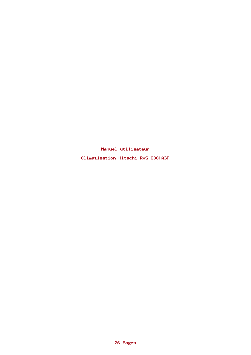 Page 1 de la notice Manuel utilisateur Hitachi RAS-63CHA3F