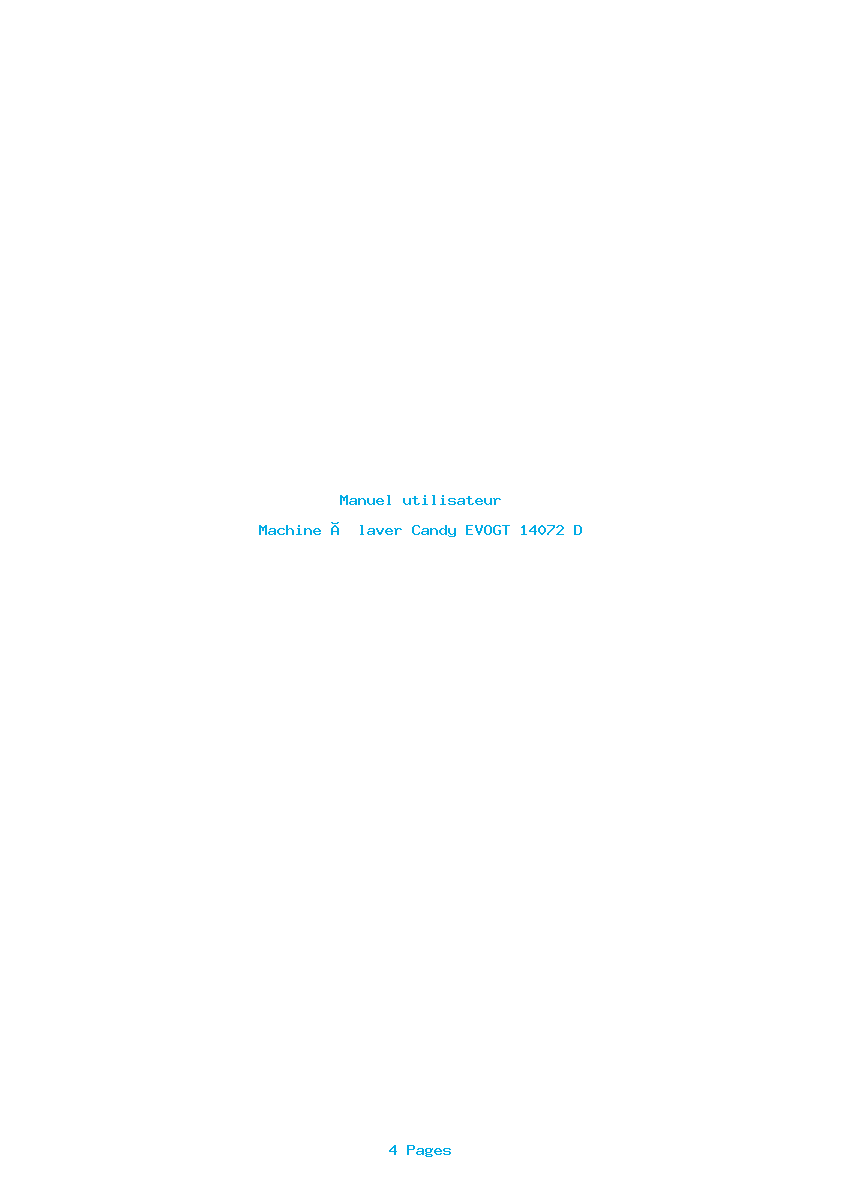 Page 1 de la notice Manuel utilisateur Candy EVOGT 14072 D