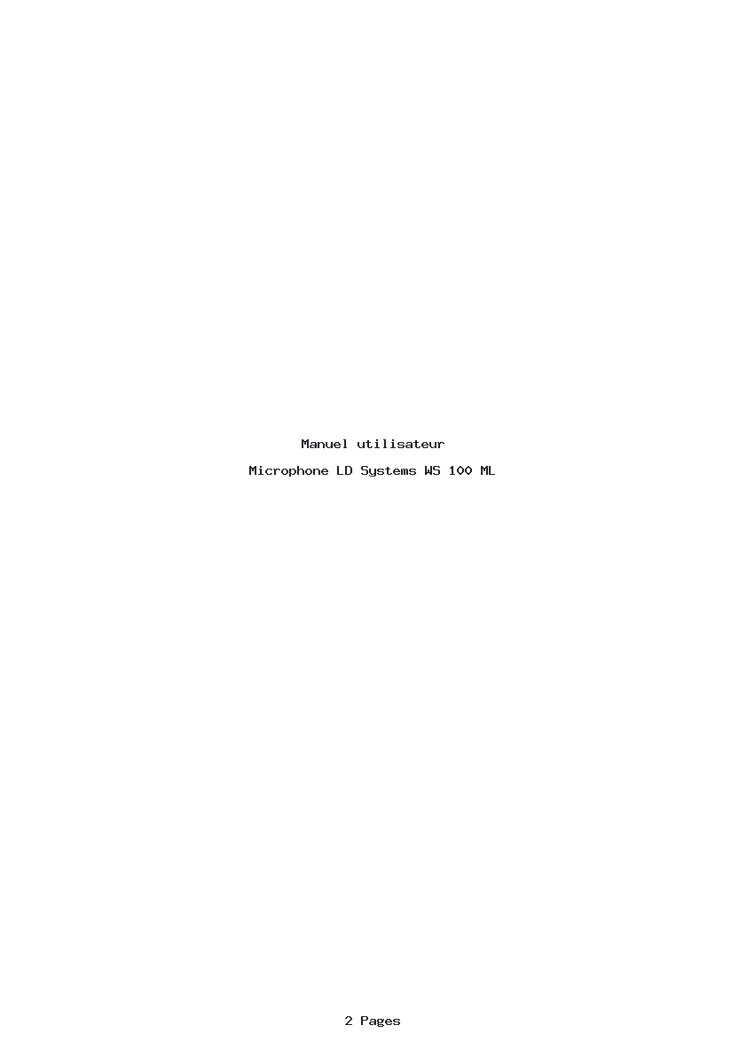 Page 1 de la notice Manuel utilisateur LD Systems WS 100 ML