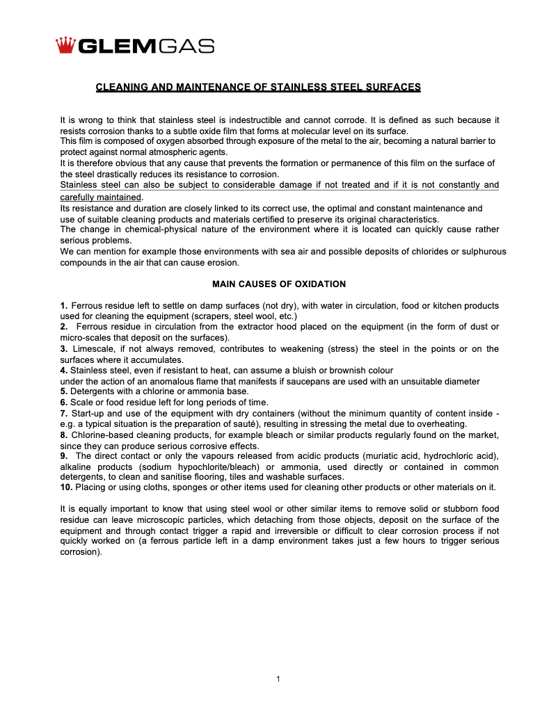 Page 1 de la notice Fiche technique Glem Gas CK90TBTF