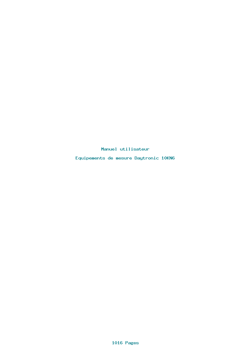 Page 1 de la notice Manuel utilisateur Daytronic 10KN6