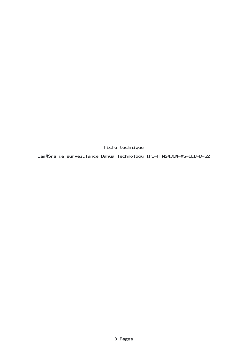 Page 1 de la notice Fiche technique Dahua Technology IPC-HFW2439M-AS-LED-B-S2