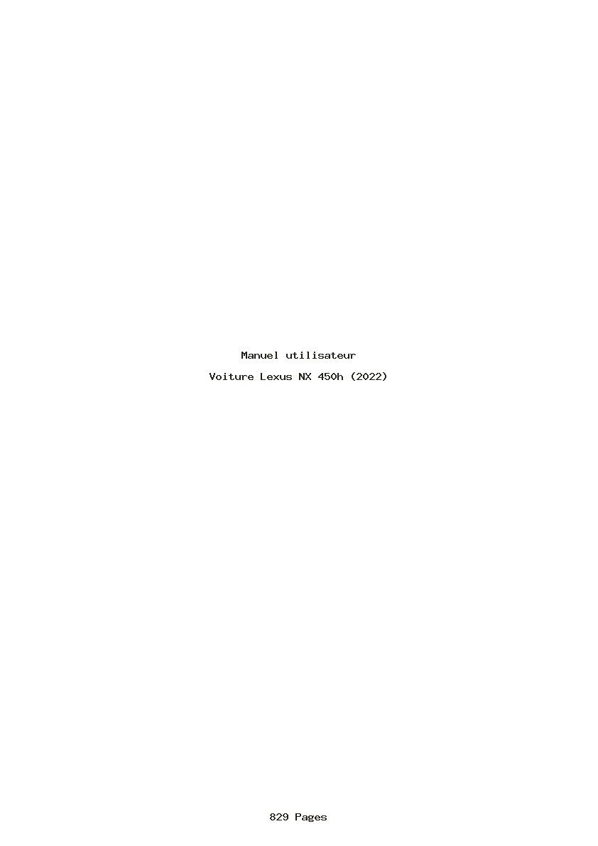 Page 1 de la notice Manuel utilisateur Lexus NX 450h (2022)