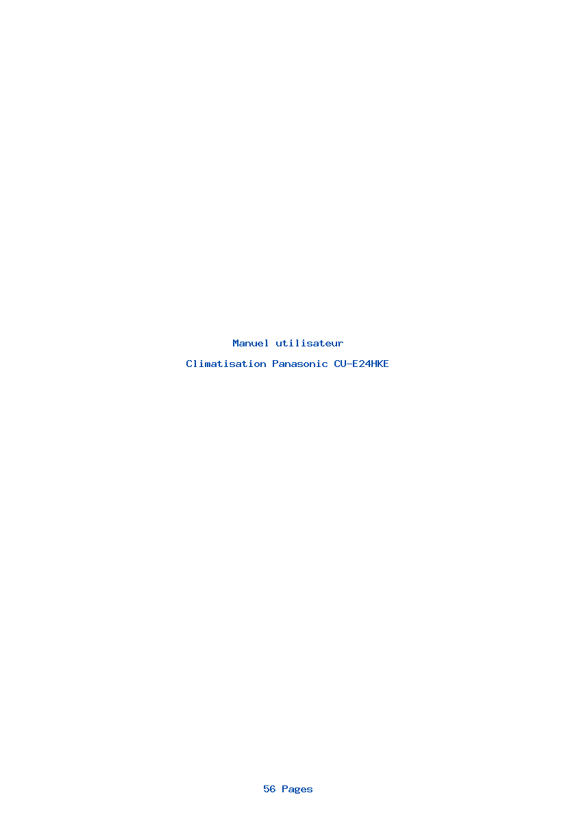 Page 1 de la notice Manuel utilisateur Panasonic CU-E24HKE