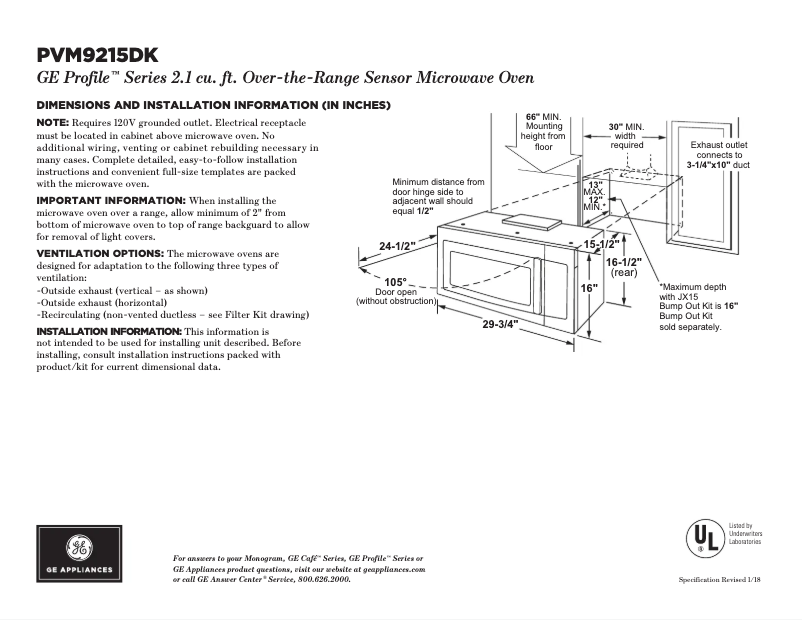 Page 1 of the manual Technical Sheet GE Profile PVM9215DKBB