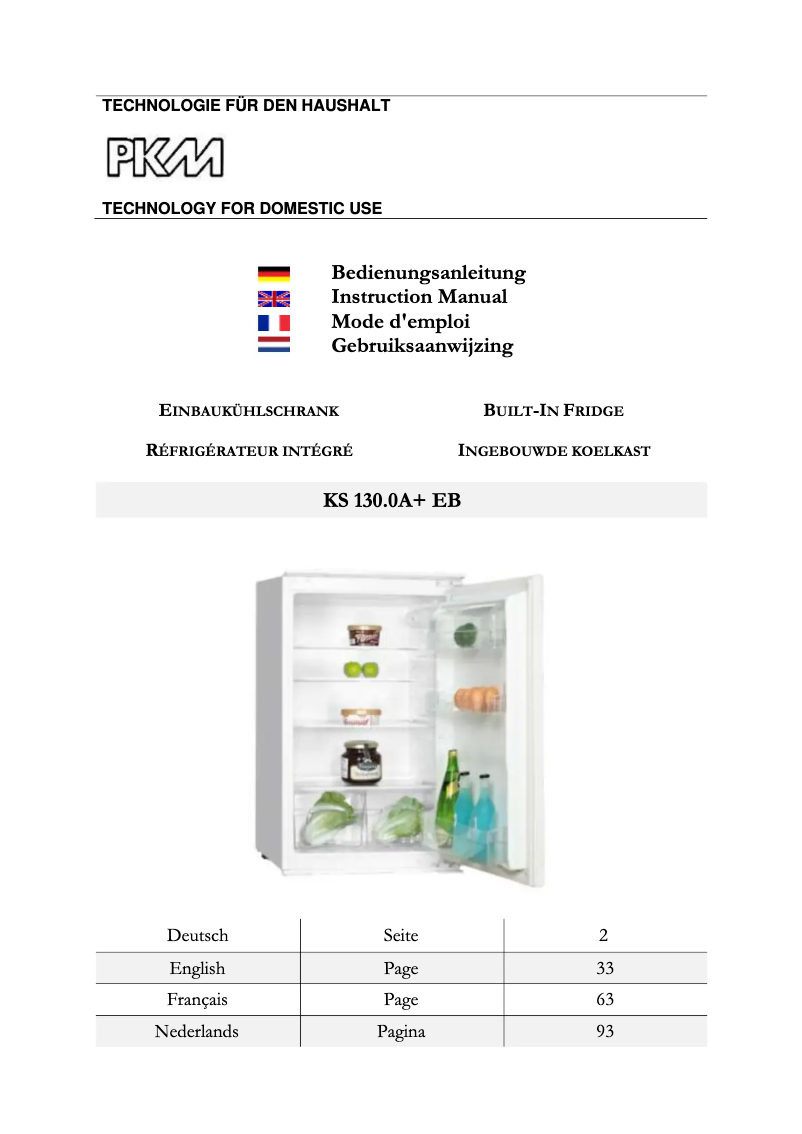 Page 1 of the manual User Manual PKM KS130.0A+EB