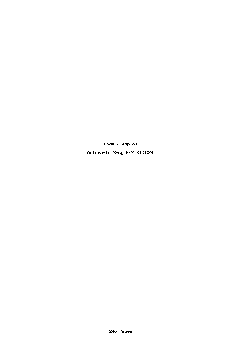 Page 1 de la notice Mode d'emploi Sony MEX-BT3100U