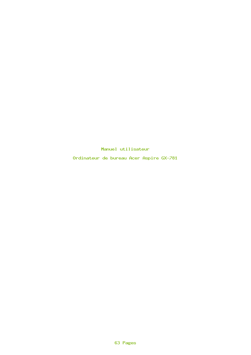 Page 1 de la notice Manuel utilisateur Acer Aspire GX-781