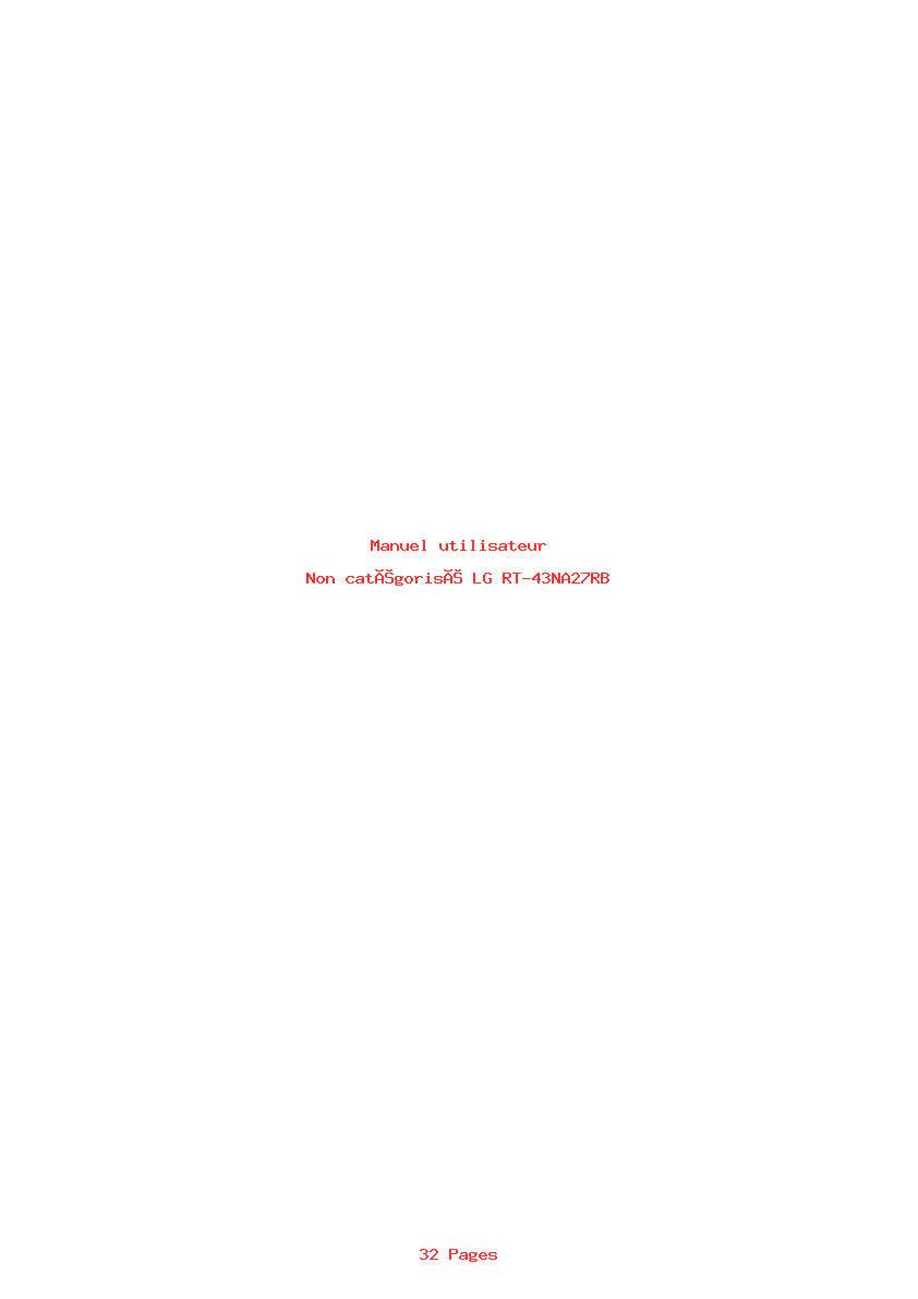 Page 1 de la notice Manuel utilisateur LG RT-43NA27RB