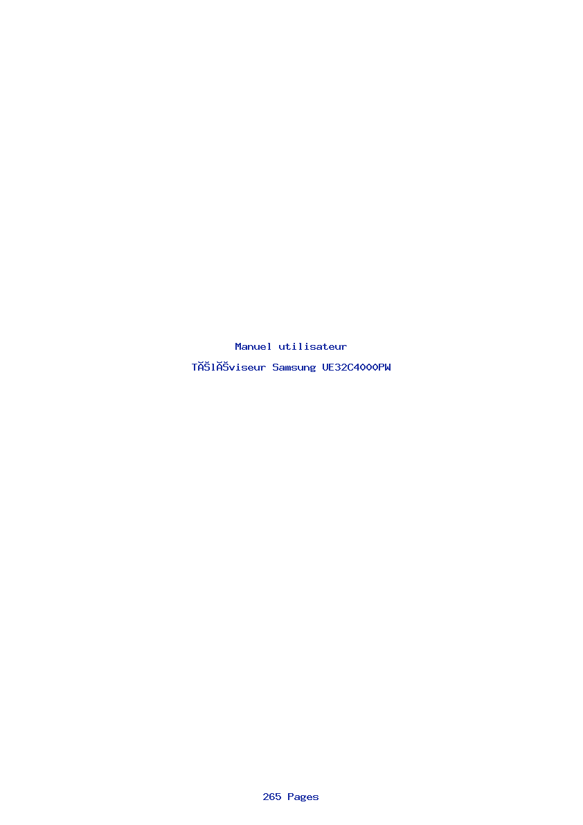 Page 1 de la notice Manuel utilisateur Samsung UE32C4000PW