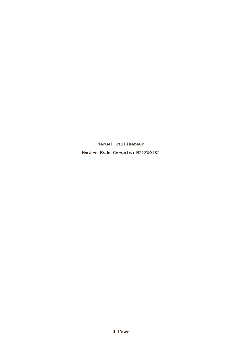 Page 1 de la notice Manuel utilisateur Rado Ceramica R21700182