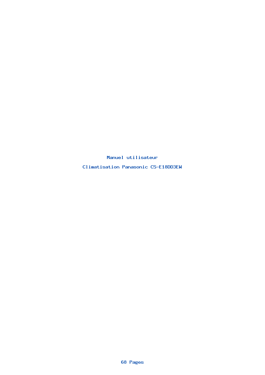 Page 1 de la notice Manuel utilisateur Panasonic CS-E18DD3EW
